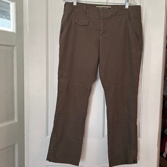 Anthropologie Daughters of the Liberation Crop Flat Front Khaki Pants 12 - Picture 1 of 5